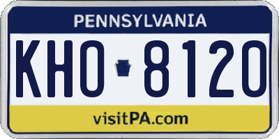 PA license plate KHO8120