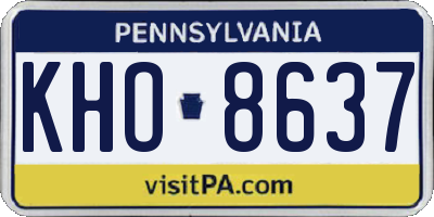 PA license plate KHO8637