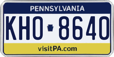 PA license plate KHO8640