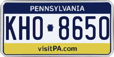 PA license plate KHO8650