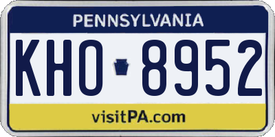 PA license plate KHO8952