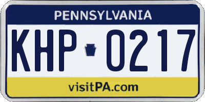 PA license plate KHP0217