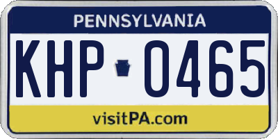 PA license plate KHP0465