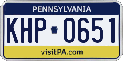 PA license plate KHP0651