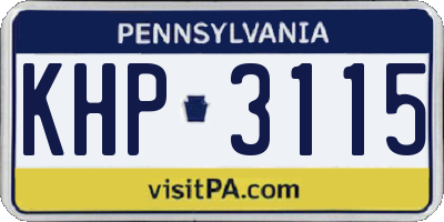 PA license plate KHP3115