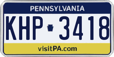 PA license plate KHP3418