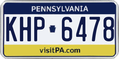 PA license plate KHP6478