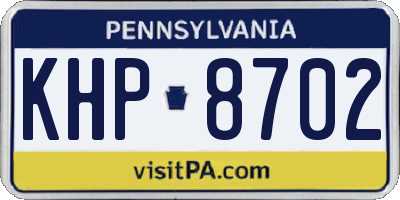 PA license plate KHP8702