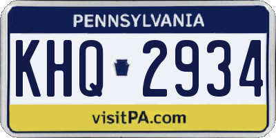PA license plate KHQ2934