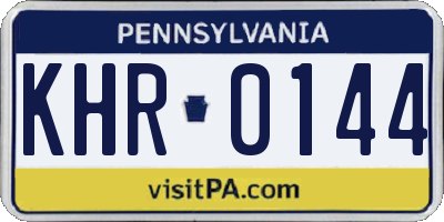 PA license plate KHR0144