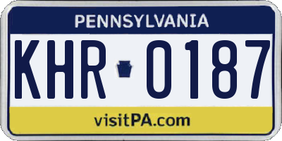 PA license plate KHR0187