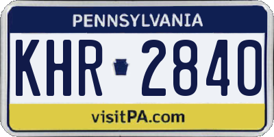 PA license plate KHR2840