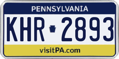 PA license plate KHR2893