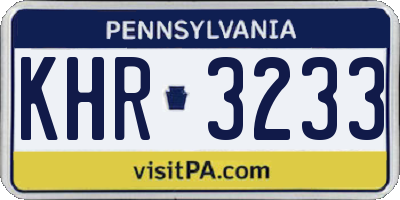 PA license plate KHR3233