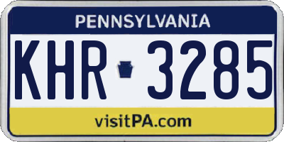 PA license plate KHR3285
