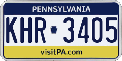 PA license plate KHR3405
