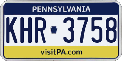 PA license plate KHR3758
