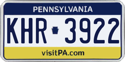 PA license plate KHR3922