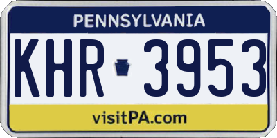 PA license plate KHR3953