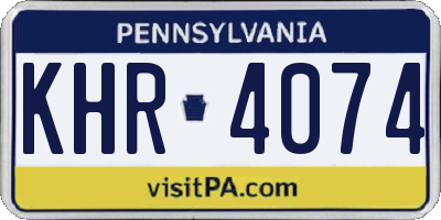 PA license plate KHR4074