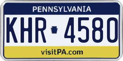 PA license plate KHR4580