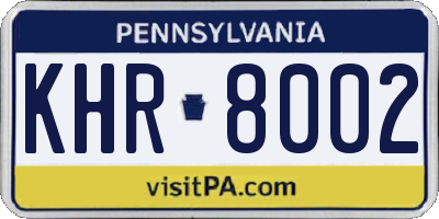 PA license plate KHR8002