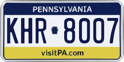 PA license plate KHR8007