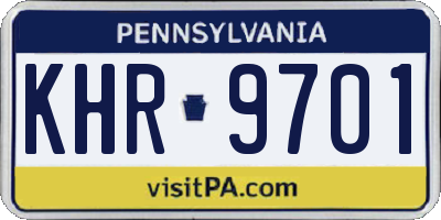 PA license plate KHR9701