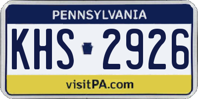 PA license plate KHS2926