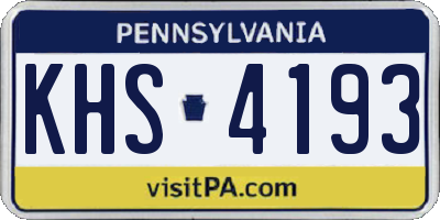 PA license plate KHS4193