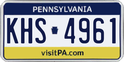 PA license plate KHS4961