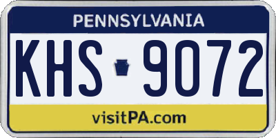 PA license plate KHS9072