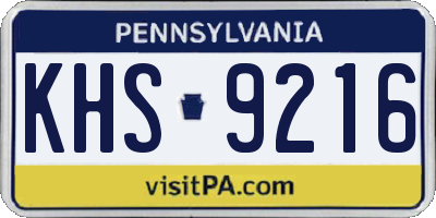 PA license plate KHS9216