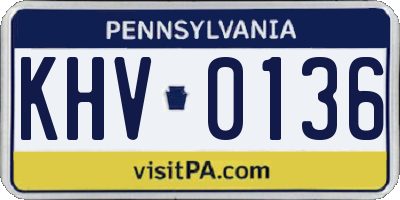 PA license plate KHV0136