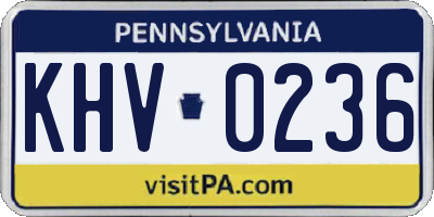 PA license plate KHV0236