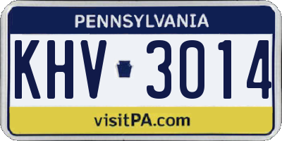 PA license plate KHV3014