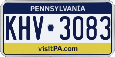 PA license plate KHV3083