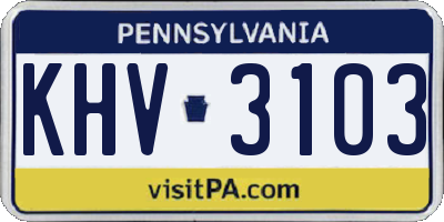 PA license plate KHV3103