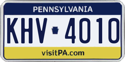 PA license plate KHV4010