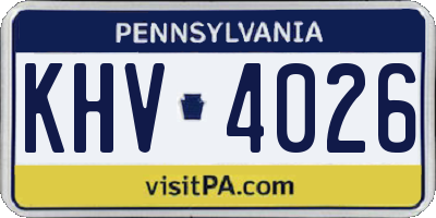 PA license plate KHV4026