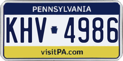 PA license plate KHV4986