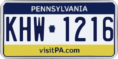 PA license plate KHW1216