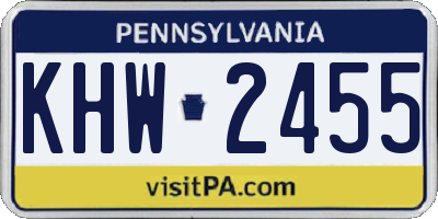 PA license plate KHW2455