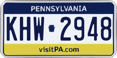 PA license plate KHW2948