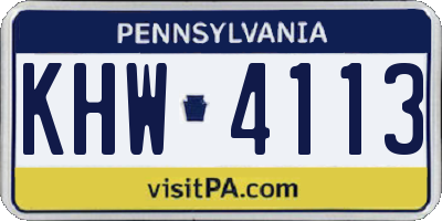 PA license plate KHW4113