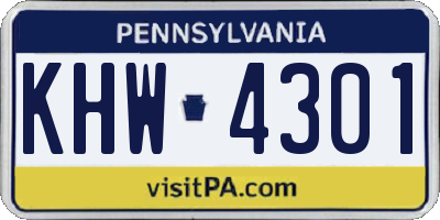 PA license plate KHW4301
