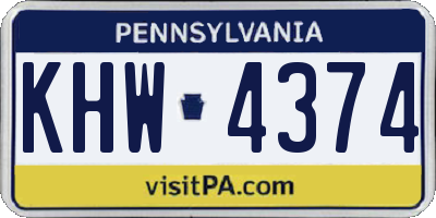 PA license plate KHW4374