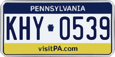 PA license plate KHY0539