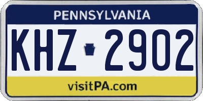 PA license plate KHZ2902