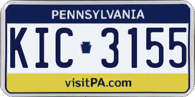 PA license plate KIC3155